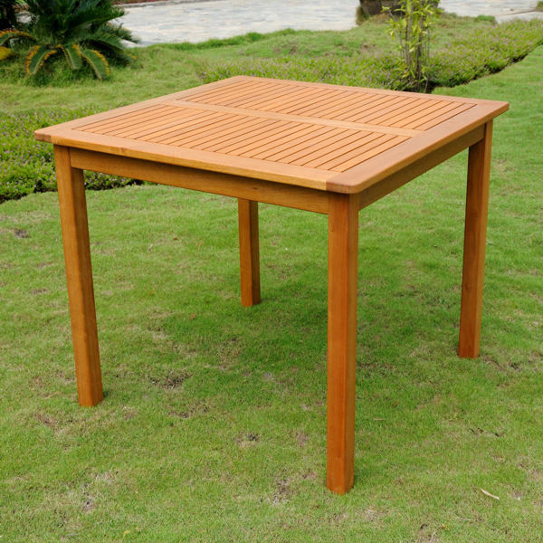 Picture of Royal Tahiti Outdoor Wood 32" Square Table - Brown Stain