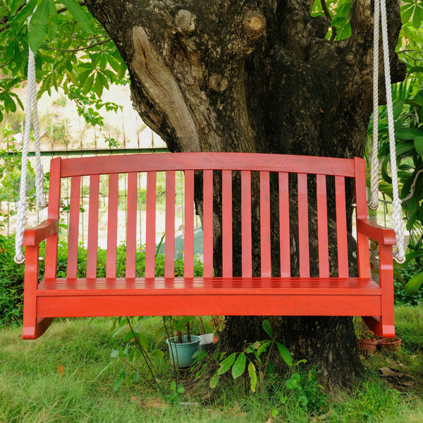 Picture of Acacia Two Seater Swing With Curved Back - Barn Red