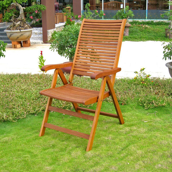 Picture of Set of 2 Freeport 5-Position Folding Arm Chair - Brown Stain