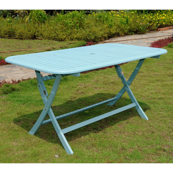 Picture of Acacia Rectangular Folding Table - Sky Blue