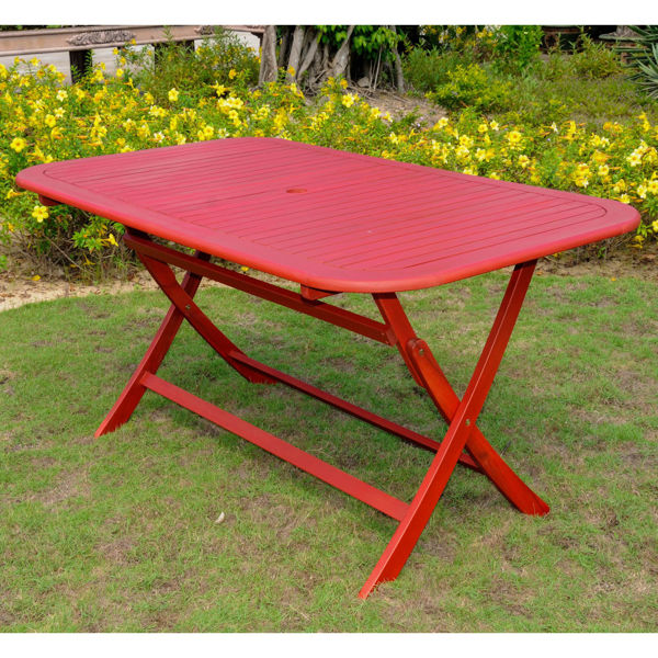 Picture of Acacia Rectangular Folding Table - Barn Red