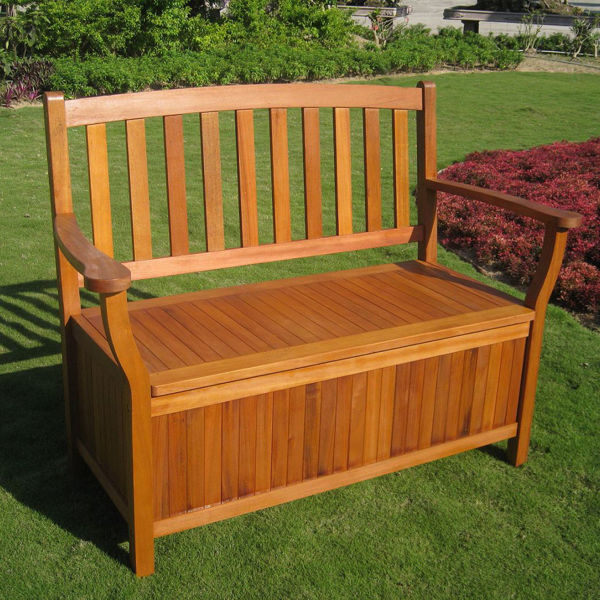 Picture of Two Seat Storage Trunk/Bench - Brown Stain