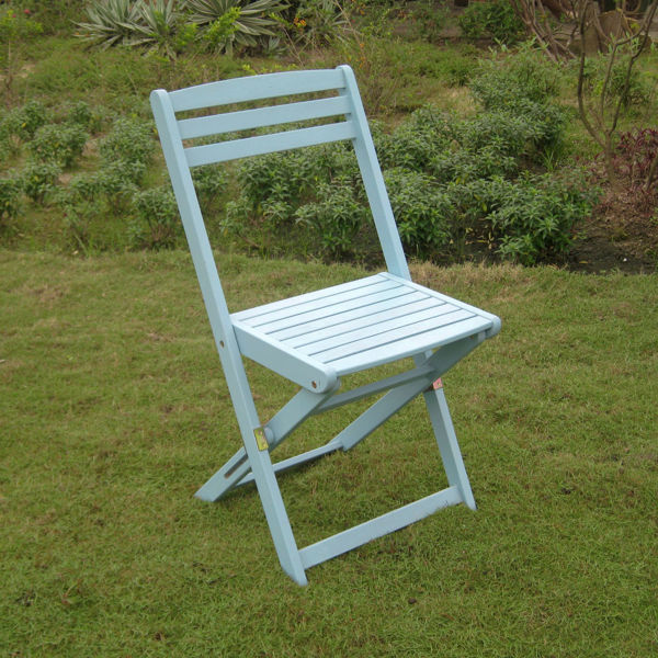 Picture of Set of Two Acacia Folding Chairs - Sky Blue