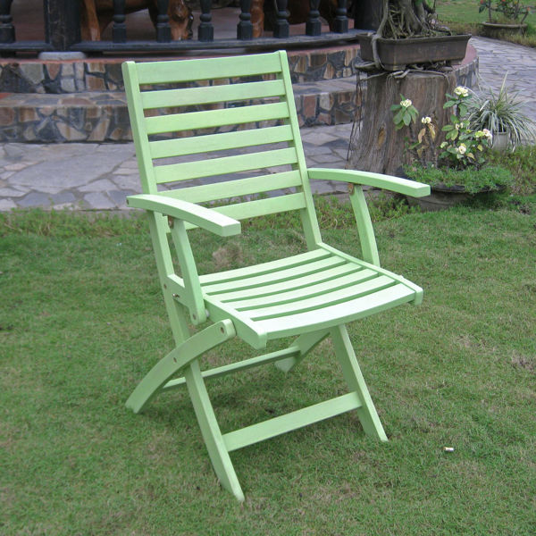 Picture of Acacia Folding S/2 Ladder Back Armchair with Mint Green Finish - Mint Green