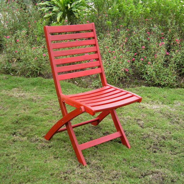 Picture of Acacia Set of Two Folding Ladder Back Chair with Barn Red Finish - Barn Red