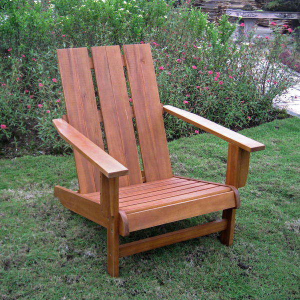 Picture of Acacia Large Square Back Adirondack Chair - Rustic Brown