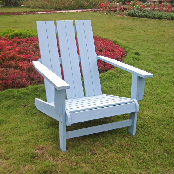 Picture of Acacia Large Square Back Adirondack Chair with Sky Blue Finish - Sky Blue