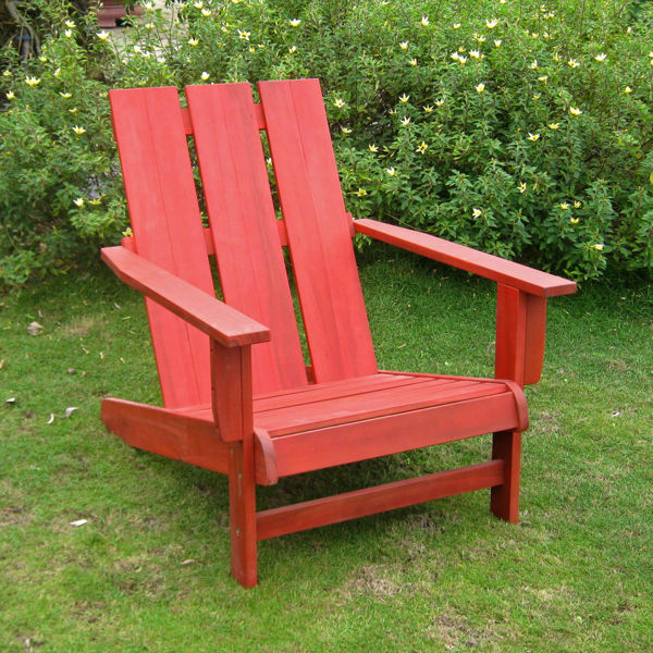 Picture of Acacia Large Square Back Adirondack Chair with Barn Red Finish - Barn Red