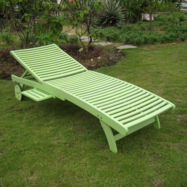 Picture of Acacia Chaise Lounge with Pull Out Tray with Mint Green Finish - Mint Green