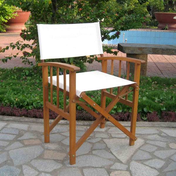 Picture of Set of Two Directors Chair with Mission Style Arms - Rustic Brown/Ivory