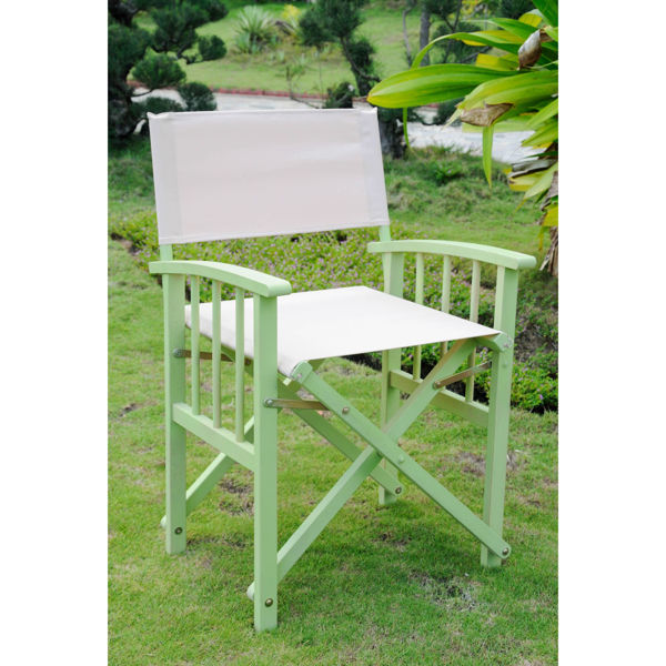Picture of Set of Two Directors Chair with Mission Style Arms - Mint Green/Khaki