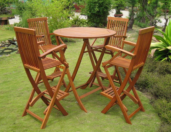 Picture of Seville Set of 5 Bar Height Table Group - Brown Stain