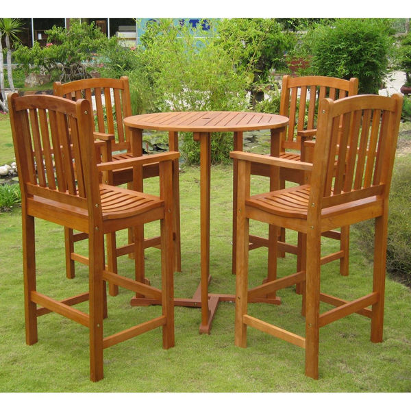 Picture of Albacete Set of 5 Bar Height Table Group - Brown Stain