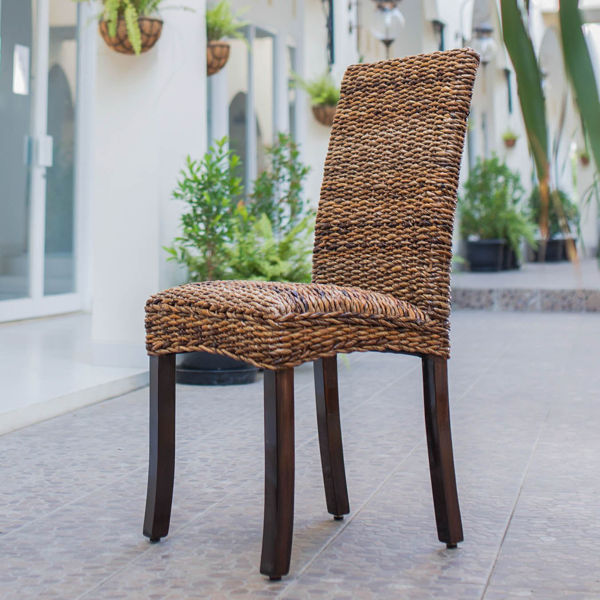 Picture of Set of Two Louisa Abaca Cushioned Seat Dining Chair - Salak Brown