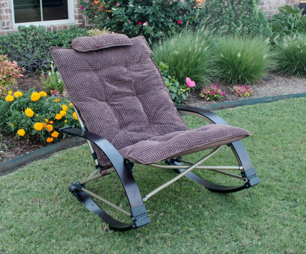 Picture of Folding Rocking Chair with Extendable Footrest - Chocolate