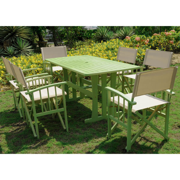 Picture of Messina Acacia Wood 7 Piece Dining Group - Mint Green