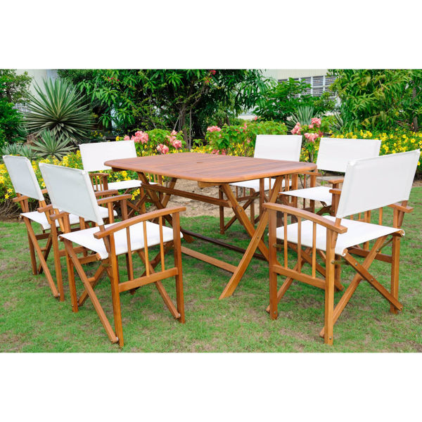 Picture of Cariati Acacia Wood 7 Piece Patio Group - Stain