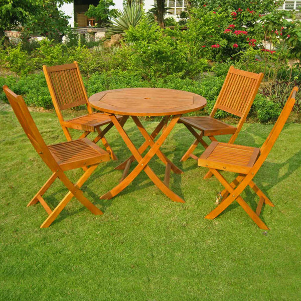 Picture of Royal Tahiti Marin 5-Piece Patio Dining Set - Stain
