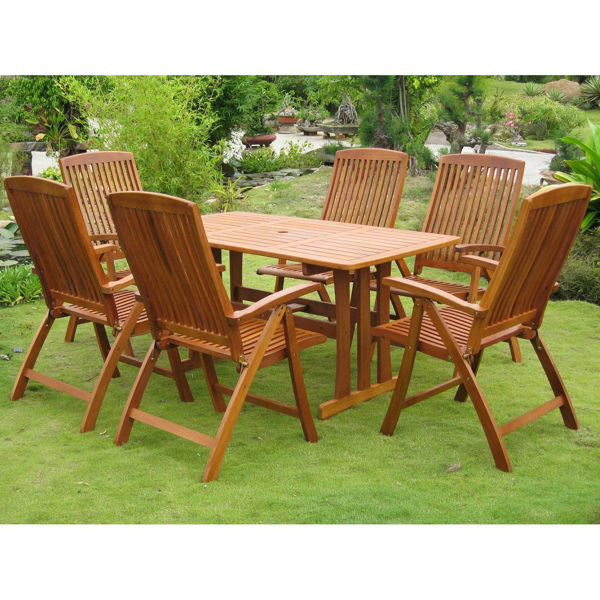Picture of Royal Tahiti La Coruna 7-Piece Patio Set - Stain