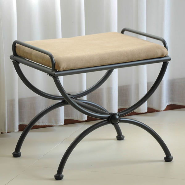 Picture of Iron Upholstered Vanity Stool - Java