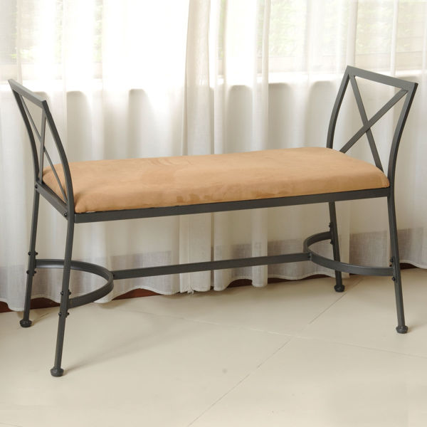 Picture of Foot-Of-Bed Bench with Cushion - Saddle Brown
