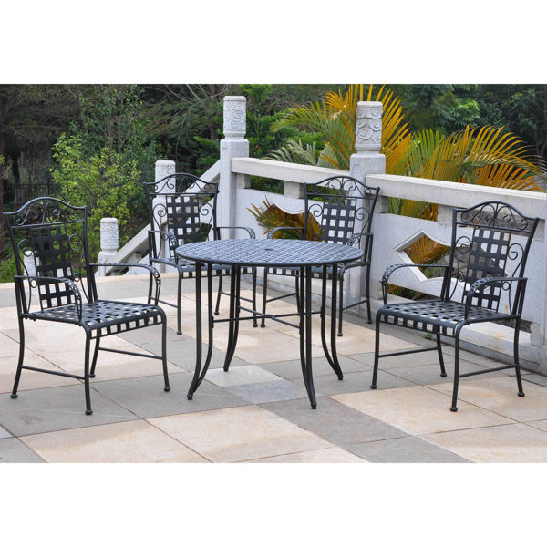 Picture of Mandalay Set of 5 Outdoor Dining Group - Antique Black