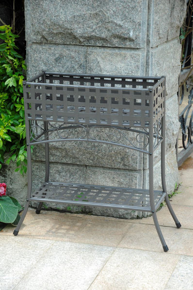 Picture of Mandalay Iron Rectangular Plant Stand - Rustic Brown