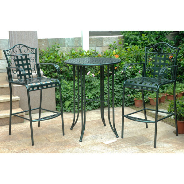 Picture of Set of Three Iron Bar Bistro - Verdi Green