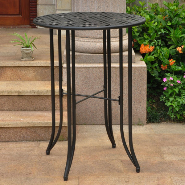 Picture of Mandalay Iron Bar Height Round Table - Antique Black