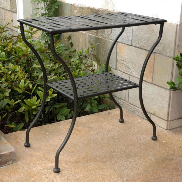 Picture of Mandalay Iron Rectangular 2 Tier Table - Antique Black