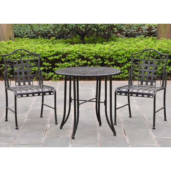 Picture of Set of Three Mandalay Iron Bistro Set - Antique Black