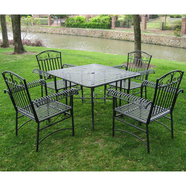 Picture of 5-Piece Iron Tropico Dining Group - Antique Black