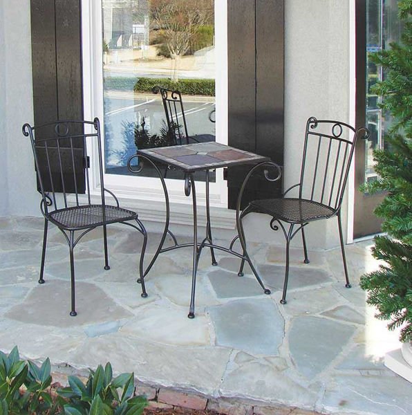 Picture of Paragon Casual Classic Bistro 20" Square Slate Top, Table Base and 2 Chairs - Pack of 1