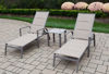 Picture of 2 Padded Sling Aluminum Chaise Lounges and 18-inch Screen Printed Side Table 3 Pc. Set - Champagne