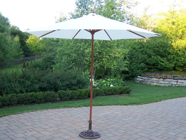 Picture of 9 Ft Umbrella with Crank and Stand - Antique Bronze