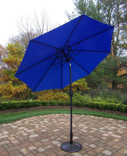 Picture of 9 ft. Metal Framed Umbrella with Crank and Tilt system - Blue Top / Black Pole