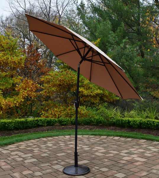 Picture of 9 ft. Metal Framed Umbrella with Crank and Tilt system - Champagne color Top / Black Pole