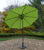 Picture of 9 ft. Metal Framed Umbrella with Crank plus Tilt system and Heavy Duty Cast iron Stand - Green Top / Brown Pole/Antique Black Stand