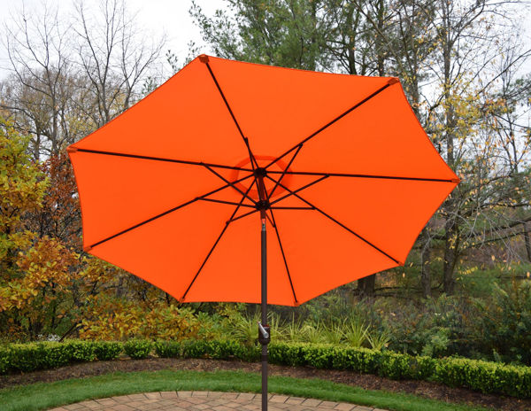Picture of 9 ft. Metal Framed Umbrella with Crank and Tilt system - Orange color Top / Brown Pole