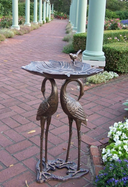 Picture of 2 Crane Lily Bird Bath - Antique Bronze