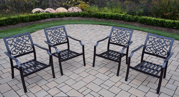 Picture of 4 Stackable Aluminum deep seating Chat Chairs  (4 pack) - Hammer Tone Brown