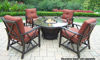 Picture of 48 x 24-inch Moonlight Round Gas Firepit Table with Tempered Fiberglass Top, Burner, Weather fabric Cover, and Aluminum Frame. 5 Pc. Set including Deep Seating Rust-free Aluminum Rocking Chairs and thick cushions in 100-percent solution-dyed fabric - Ant