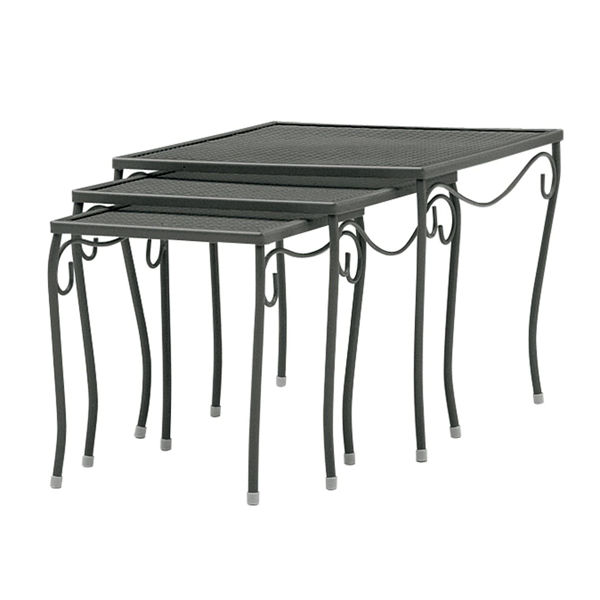 Picture of Woodard Mesh Wrought Iron Nest of Three Square End Tables