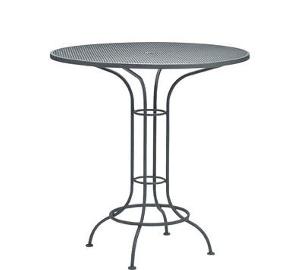Picture of Woodard Mesh Wrought Iron 42 Round Umbrella Bar Height Table