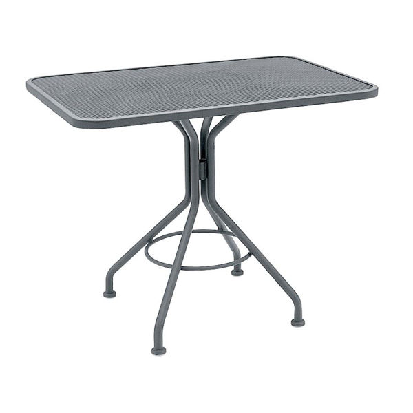 Picture of Woodard Mesh Contract + 24 x 36 Rectangle Dining  Table with  Pedestal Base