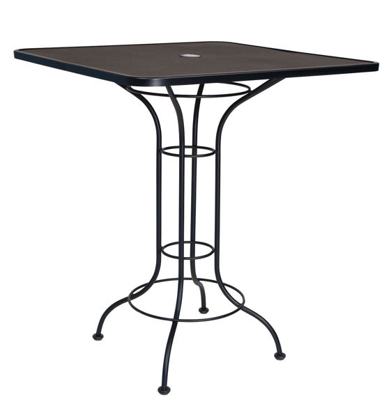 Picture of Woodard Mesh Wrought Iron 36 Square Bar Height Umbrella Table