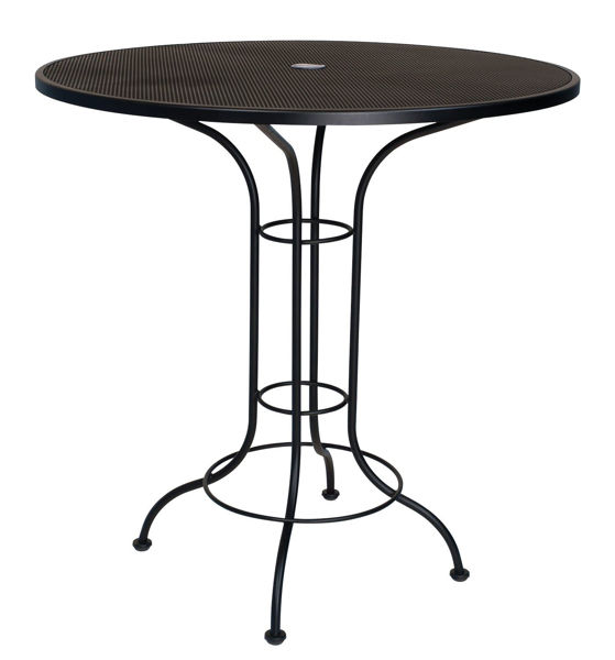 Picture of Woodard Micro Mesh Wrought Iron 42 Round Bar Height Umbrella Table
