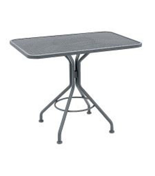 Picture of Woodard Mesh Contract + 24 x 36 Rectangle Dining Table with Pedestal Base