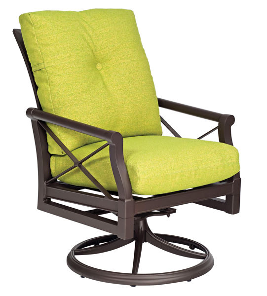 Picture of Woodard Andover Cushion Swivel Rocker Dining Arm Chair