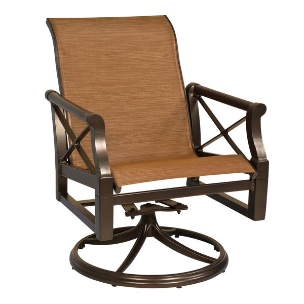 Picture of Woodard Andover Sling Swivel Rocker Dining Arm Chair